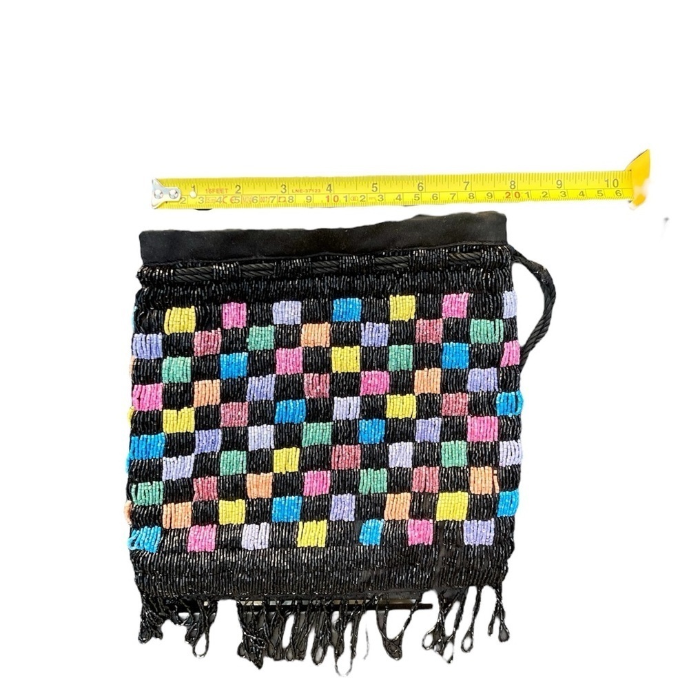 STAUD Beaded Drawstring Pouch Checkered​​​​ - Picture 5 of 7